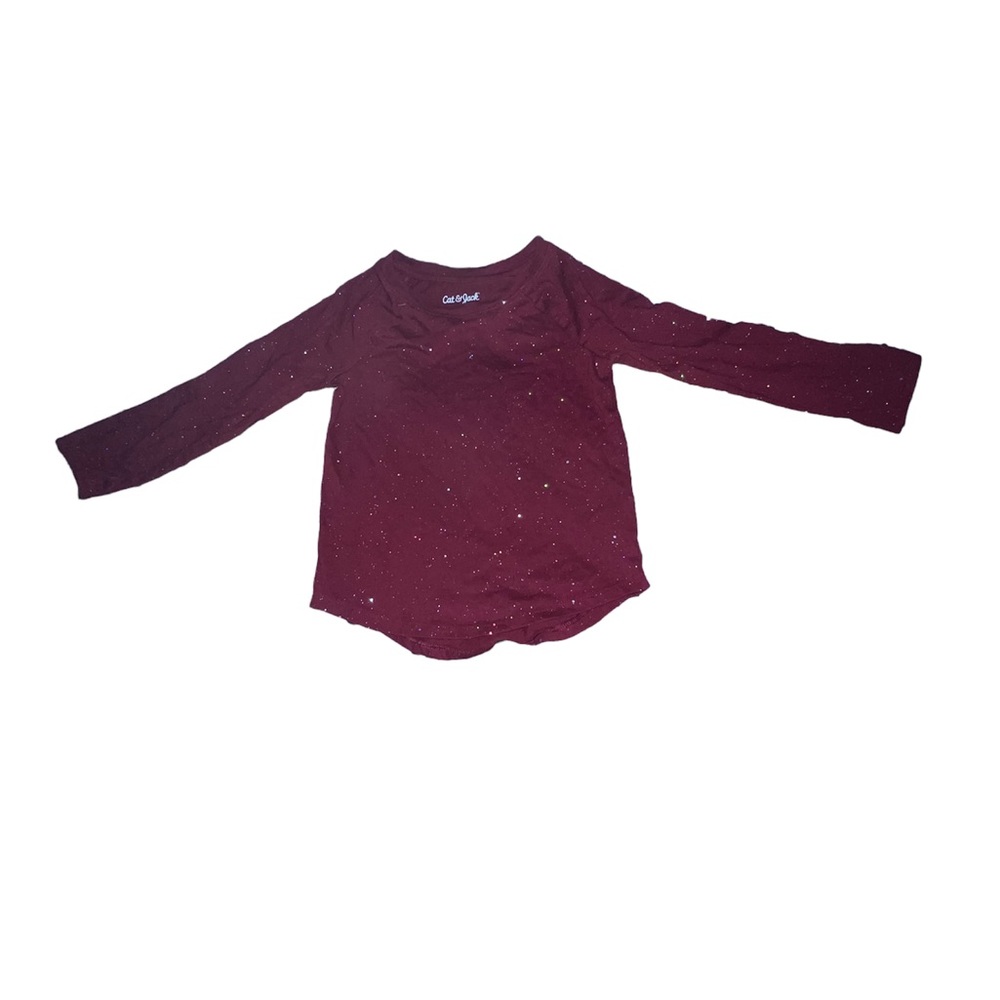 Cat & Jack toddler girl long-sleeved burgundy tee NWT with sparkles